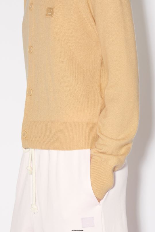 Acne Studios vaatteet keksi beige 0VF2B79 pyöreäkauluksinen neuletakki