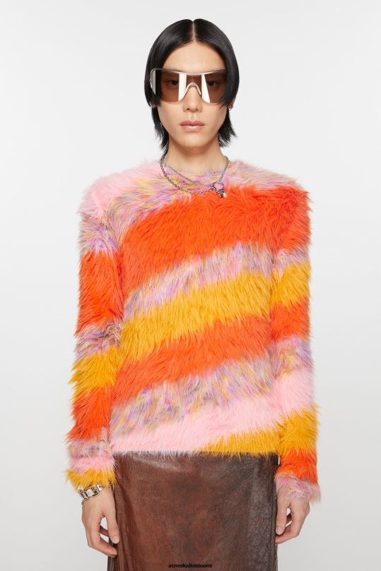 Acne Studios vaatteet kurpitsan appelsiini/multi 0VF2B925 pyöreä kauluspusero
