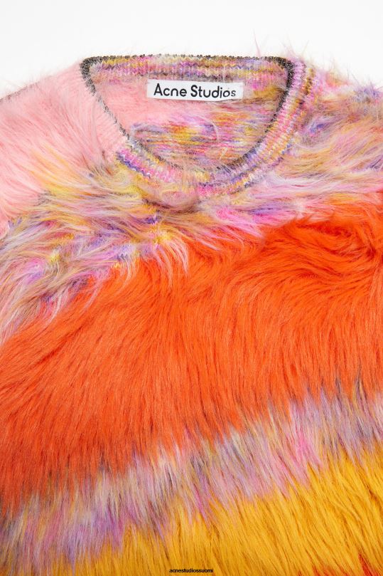 Acne Studios vaatteet kurpitsan appelsiini/multi 0VF2B925 pyöreä kauluspusero