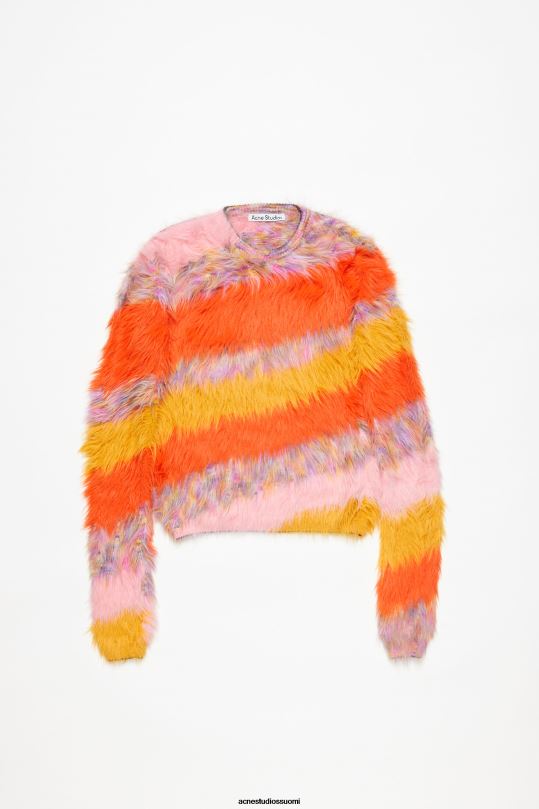 Acne Studios vaatteet kurpitsan appelsiini/multi 0VF2B925 pyöreä kauluspusero