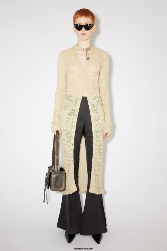 Acne Studios vaatteet kylmä beige 0VF2B115 leveä resori pitkä neuletakki