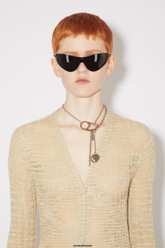 Acne Studios vaatteet kylmä beige 0VF2B115 leveä resori pitkä neuletakki