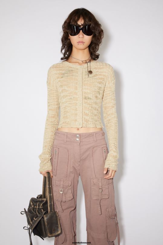 Acne Studios vaatteet kylmä beige 0VF2B117 leveä resori neuletakki