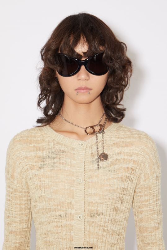 Acne Studios vaatteet kylmä beige 0VF2B117 leveä resori neuletakki