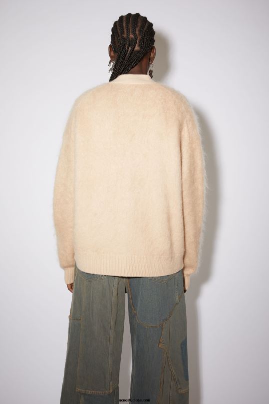 Acne Studios vaatteet lämmin beige 0VF2B423 mohairvillainen pörröinen neuletakki