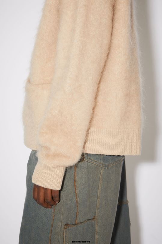 Acne Studios vaatteet lämmin beige 0VF2B423 mohairvillainen pörröinen neuletakki