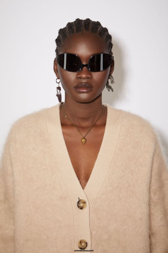 Acne Studios vaatteet lämmin beige 0VF2B423 mohairvillainen pörröinen neuletakki
