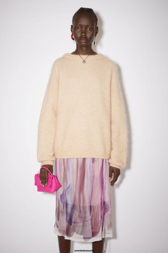 Acne Studios vaatteet lämmin beige 0VF2B426 pyöreä kauluspusero