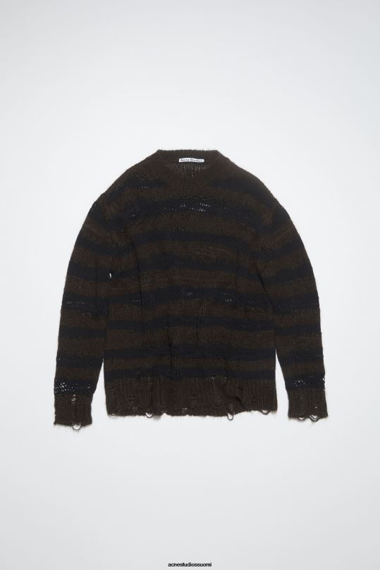 Acne Studios vaatteet lämmin hiilenharmaa/musta 0VF2B100 ahdistunut raitapusero