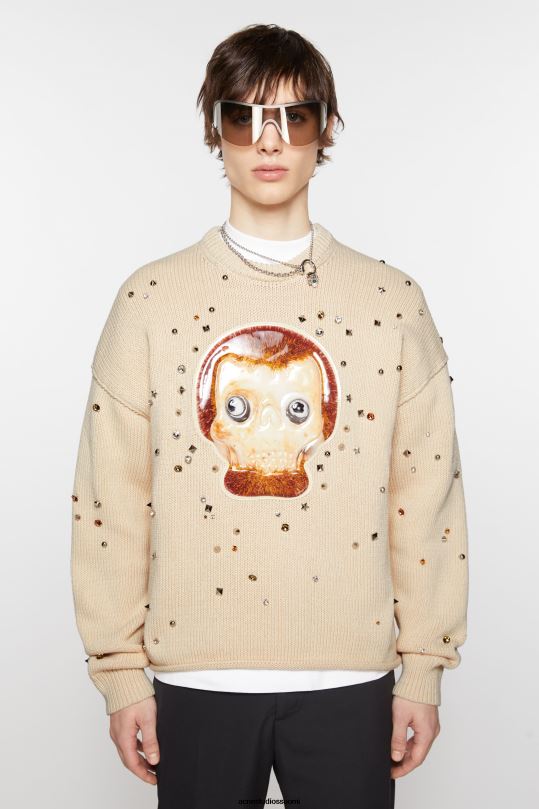 Acne Studios vaatteet lämmin valkoinen 0VF2B924 pyöreä kaula-aukkoinen pusero