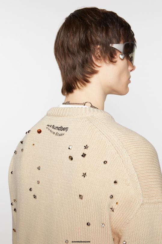 Acne Studios vaatteet lämmin valkoinen 0VF2B924 pyöreä kaula-aukkoinen pusero