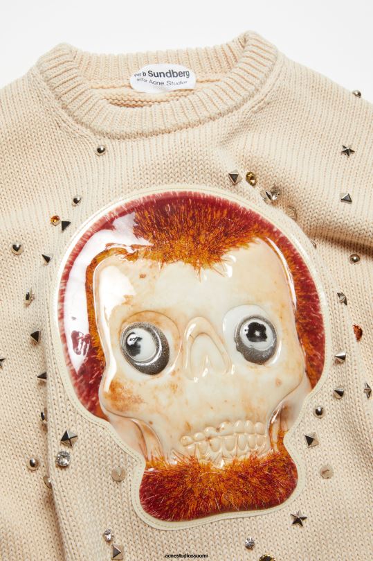 Acne Studios vaatteet lämmin valkoinen 0VF2B924 pyöreä kaula-aukkoinen pusero