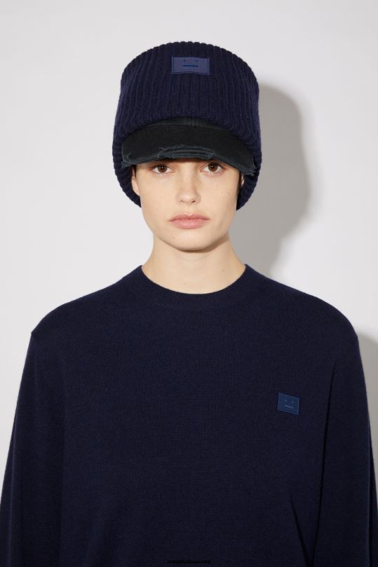Acne Studios vaatteet laivasto 0VF2B436 villainen pyöreäkauluksinen pusero