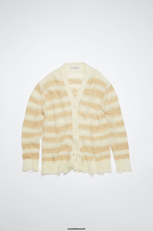 Acne Studios vaatteet luonnonvalkoinen/ecru 0VF2B98 ahdistunut raidallinen neuletakki