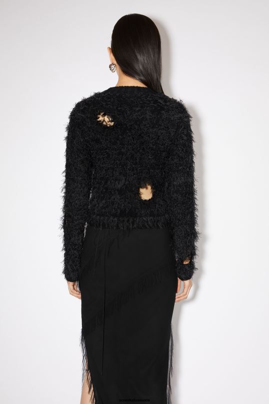 Acne Studios vaatteet musta 0VF2B107 villasekoite leikattu jumpperi kiitotien show