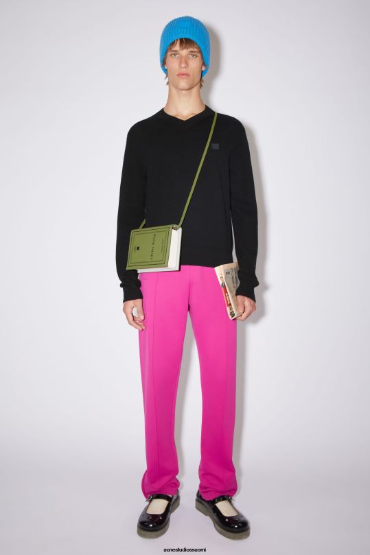 Acne Studios vaatteet musta 0VF2B1179 villainen V-kaula-aukkoinen villapaita unisex