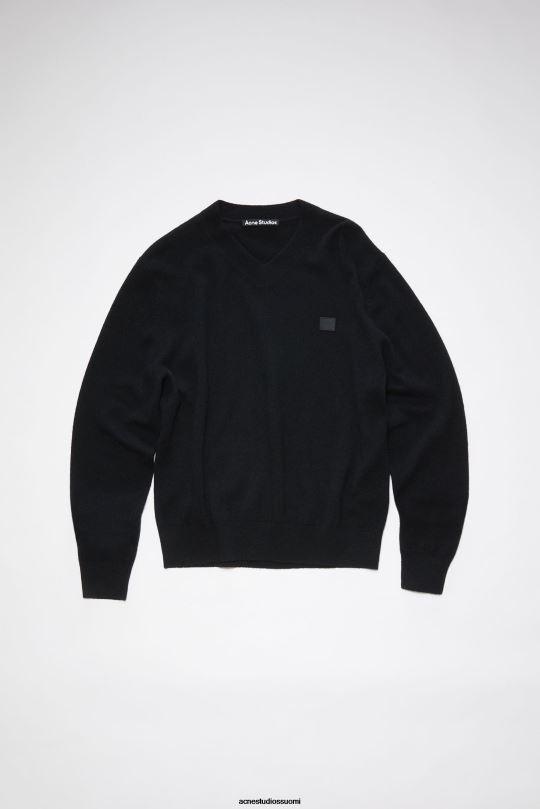 Acne Studios vaatteet musta 0VF2B413 villainen V-kaula-aukkoinen villapaita unisex