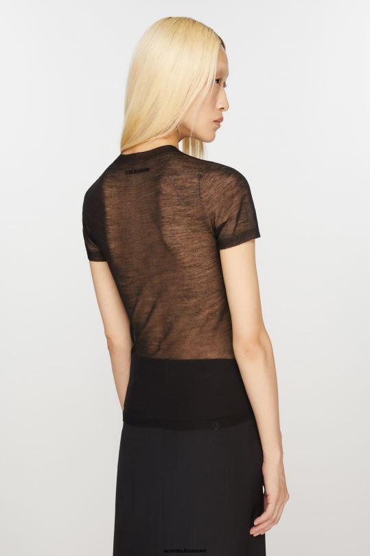 Acne Studios vaatteet musta 0VF2B73 läpikuultava t-paita
