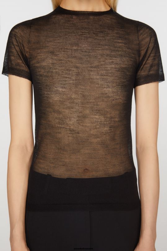Acne Studios vaatteet musta 0VF2B73 läpikuultava t-paita