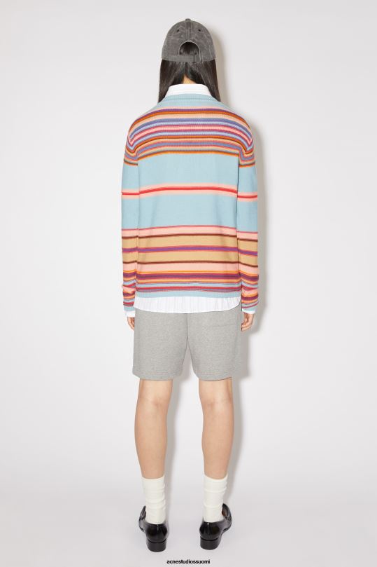 Acne Studios vaatteet pölyinen sininen/multi 0VF2B84 pyöreä kaula-aukkoinen unisex-neulepusero