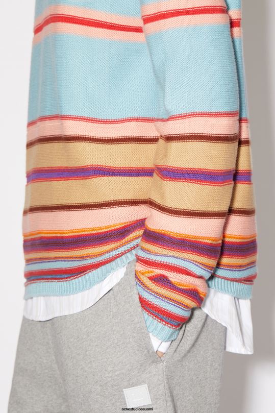 Acne Studios vaatteet pölyinen sininen/multi 0VF2B84 pyöreä kaula-aukkoinen unisex-neulepusero