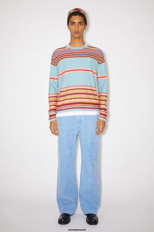 Acne Studios vaatteet pölyinen sininen/multi 0VF2B942 pyöreä kaula-aukkoinen unisex-neulepusero