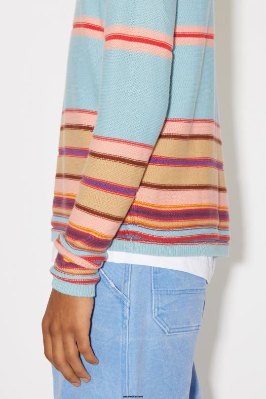 Acne Studios vaatteet pölyinen sininen/multi 0VF2B942 pyöreä kaula-aukkoinen unisex-neulepusero