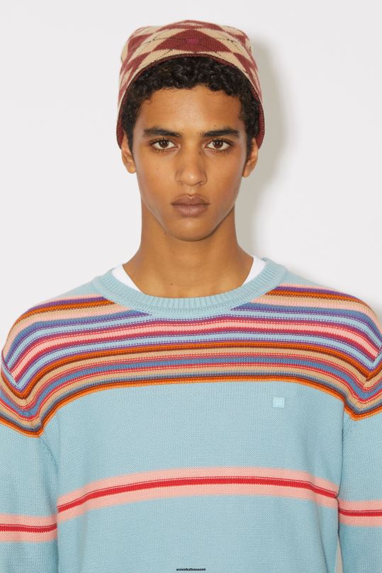 Acne Studios vaatteet pölyinen sininen/multi 0VF2B942 pyöreä kaula-aukkoinen unisex-neulepusero