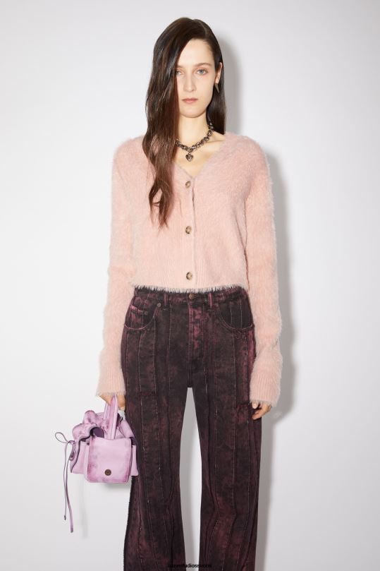 Acne Studios vaatteet pölyinen vaaleanpunainen 0VF2B103 pörröinen neuletakki