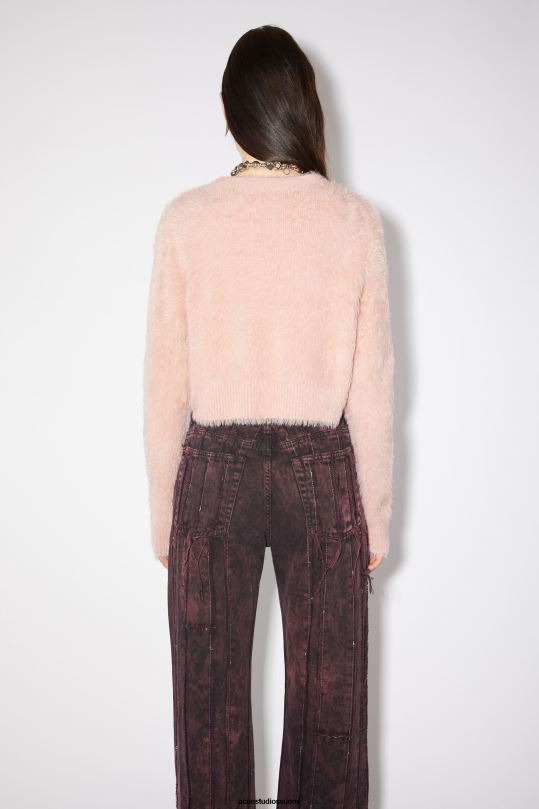 Acne Studios vaatteet pölyinen vaaleanpunainen 0VF2B103 pörröinen neuletakki