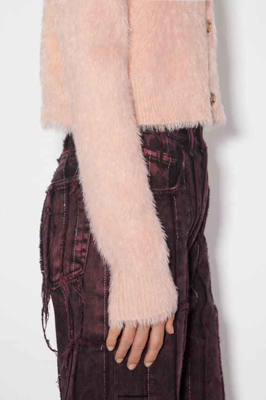 Acne Studios vaatteet pölyinen vaaleanpunainen 0VF2B103 pörröinen neuletakki