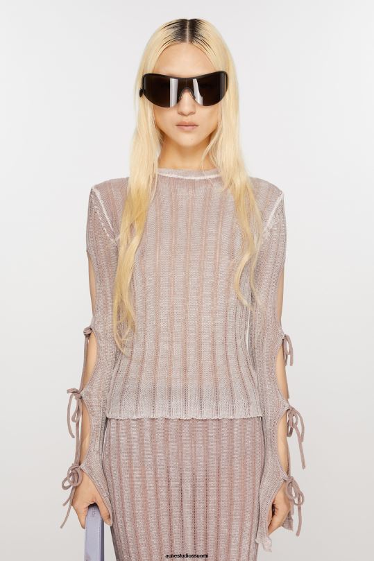 Acne Studios vaatteet pölyinen vaaleanpunainen 0VF2B63 puseron solmun yksityiskohdat