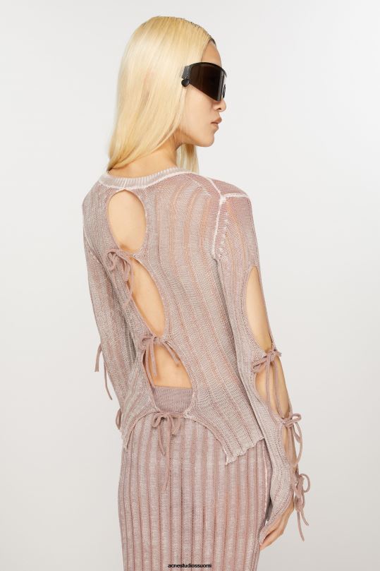 Acne Studios vaatteet pölyinen vaaleanpunainen 0VF2B63 puseron solmun yksityiskohdat