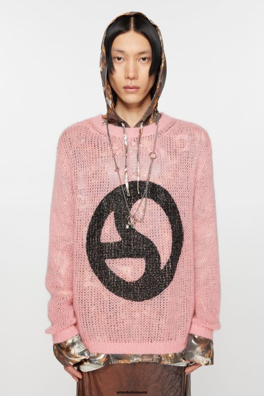 Acne Studios vaatteet poskipuna vaaleanpunainen 0VF2B927 pyöreä kaula-aukkoinen pusero