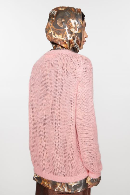 Acne Studios vaatteet poskipuna vaaleanpunainen 0VF2B927 pyöreä kaula-aukkoinen pusero