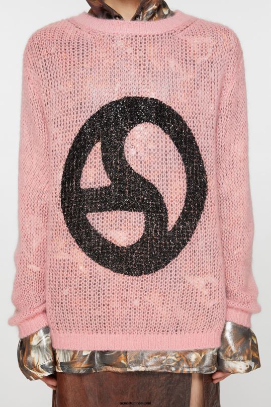 Acne Studios vaatteet poskipuna vaaleanpunainen 0VF2B927 pyöreä kaula-aukkoinen pusero