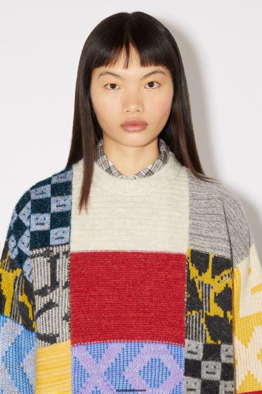 Acne Studios vaatteet ruiskukansininen/multi 0VF2B92 tilkkutukka unisex-neule