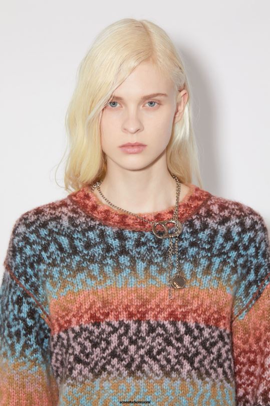Acne Studios vaatteet ruskea/sininen multi 0VF2B114 villasekoituspusero
