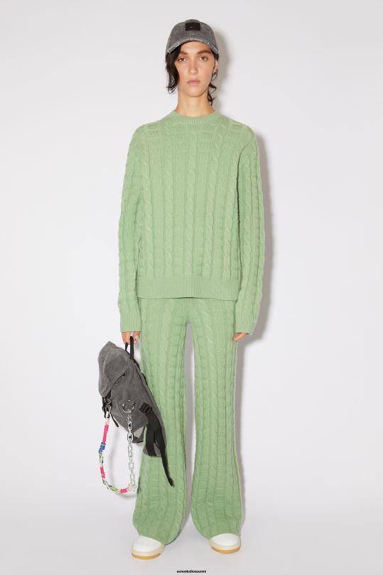 Acne Studios vaatteet salvian vihreä 0VF2B89 kaapelivillapusero unisex