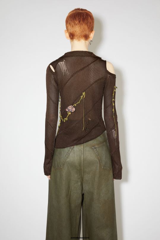 Acne Studios vaatteet suklaanruskea 0VF2B104 virkattu kukkaneuletakki kiitorataesitys