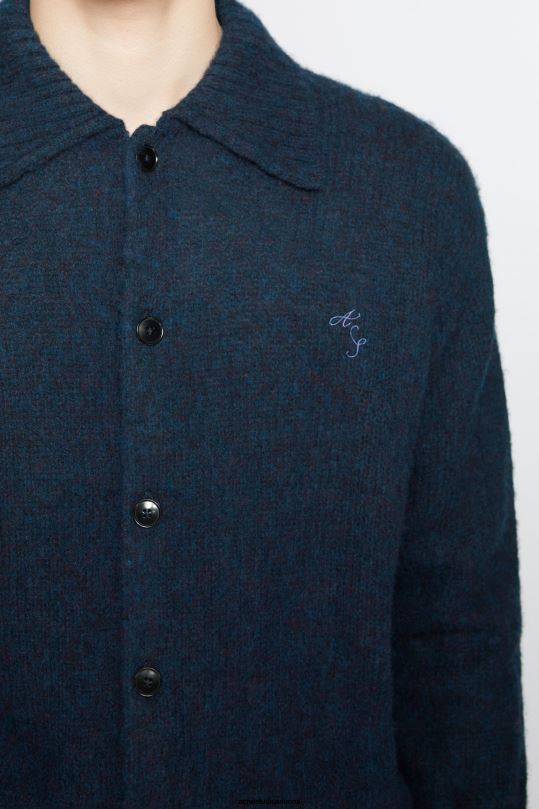 Acne Studios vaatteet syvän sininen melansi 0VF2B1111 poolo villatakki