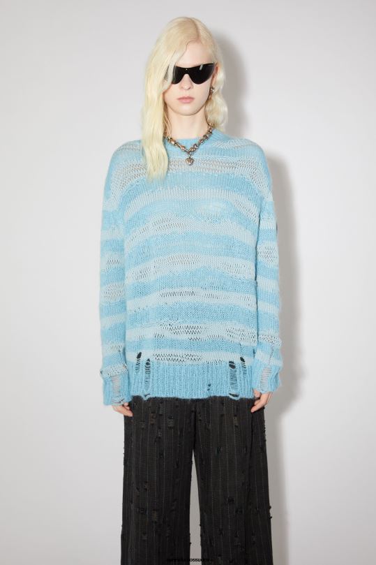 Acne Studios vaatteet taivaansininen/jauheensininen 0VF2B99 ahdistunut raitapusero