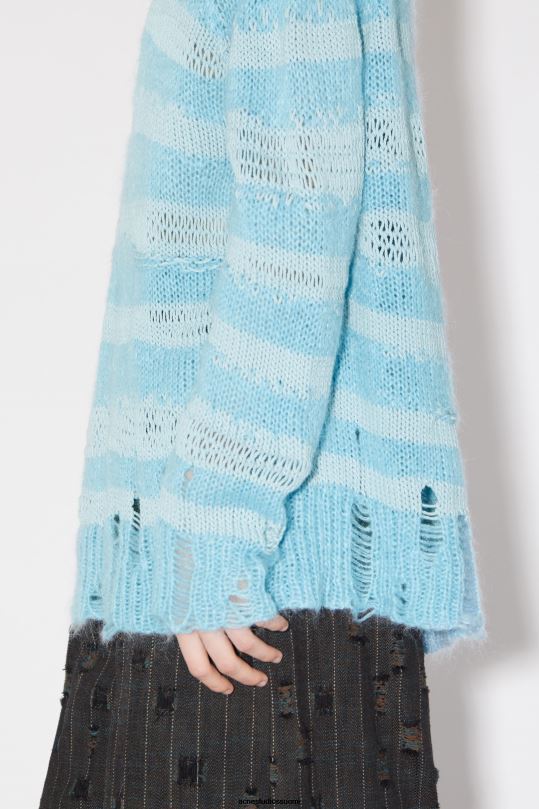 Acne Studios vaatteet taivaansininen/jauheensininen 0VF2B99 ahdistunut raitapusero
