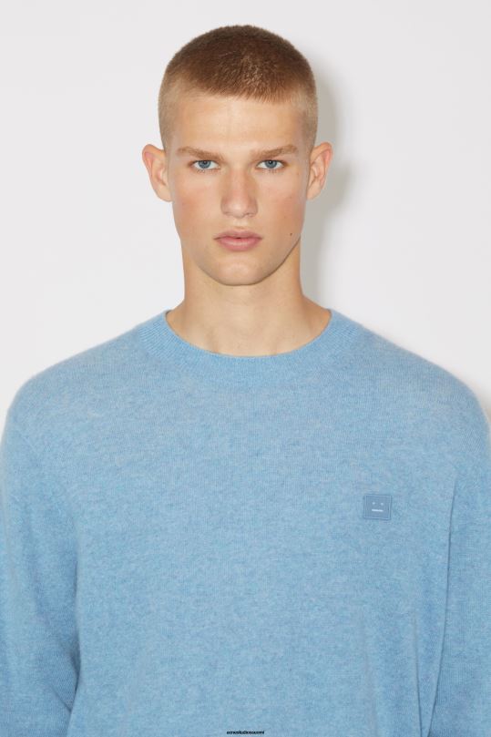 Acne Studios vaatteet teräksensininen melansi 0VF2B936 pyöreä kaula-aukkoinen unisex-neulepusero