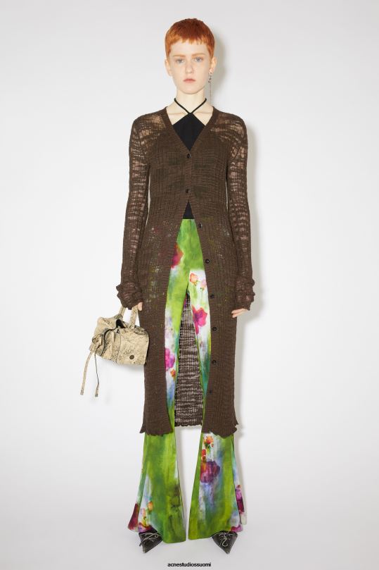 Acne Studios vaatteet tumman ruskea 0VF2B116 leveä resori pitkä neuletakki