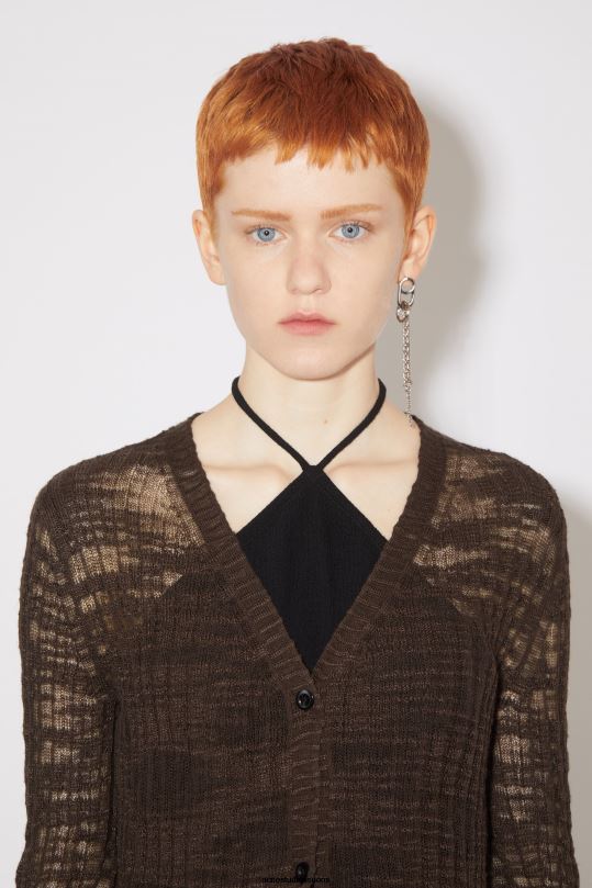Acne Studios vaatteet tumman ruskea 0VF2B116 leveä resori pitkä neuletakki
