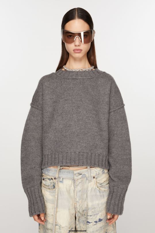 Acne Studios vaatteet tummanharmaa 0VF2B75 villapaita pyöreäkauluksella