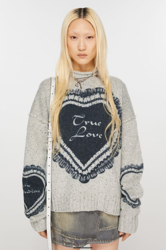 Acne Studios vaatteet vaalean harmaa 0VF2B65 painettu villasekoituspusero