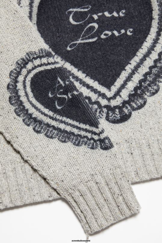 Acne Studios vaatteet vaalean harmaa 0VF2B65 painettu villasekoituspusero