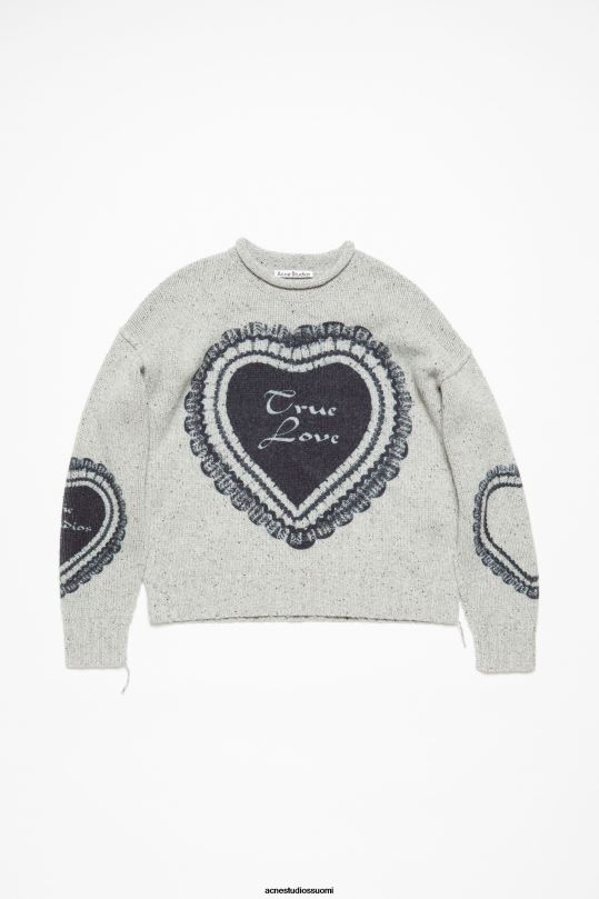 Acne Studios vaatteet vaalean harmaa 0VF2B65 painettu villasekoituspusero
